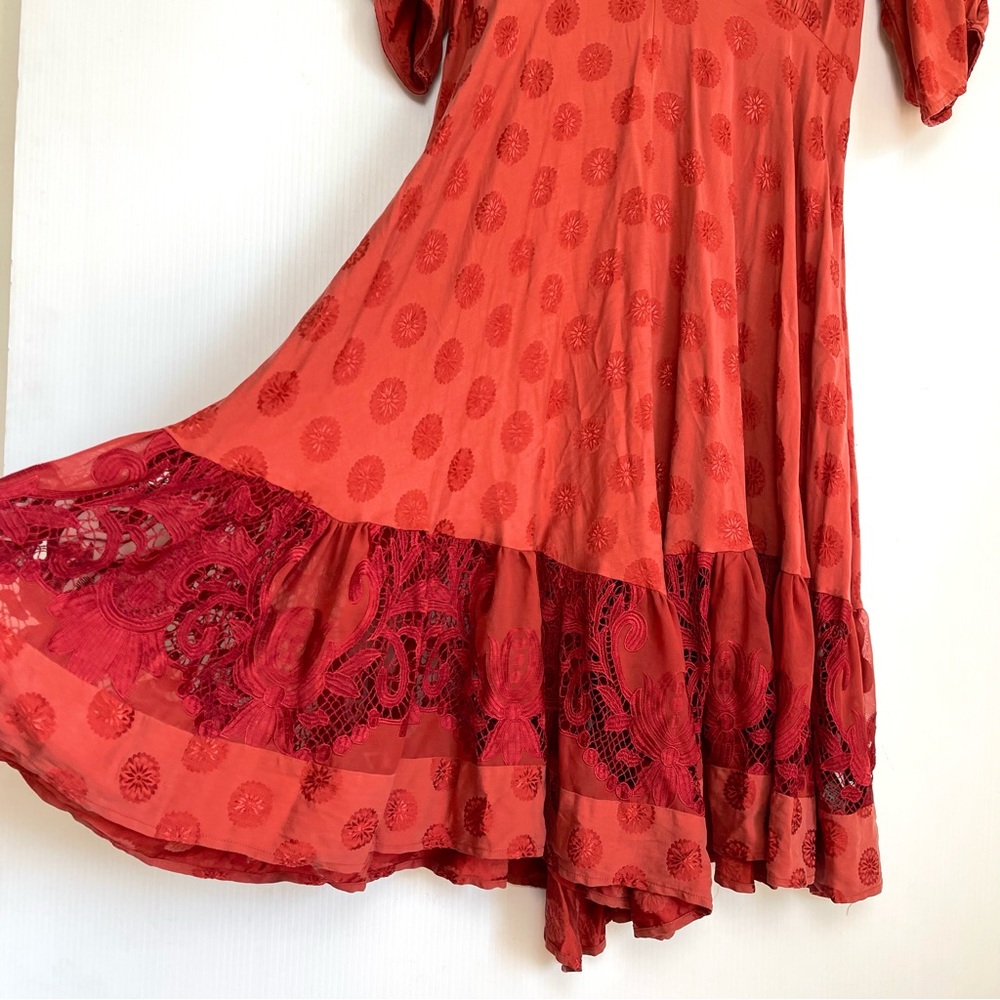 Free People Stevie Bobo Burnt Orange Red Midi Dress - Picture 8 of 14